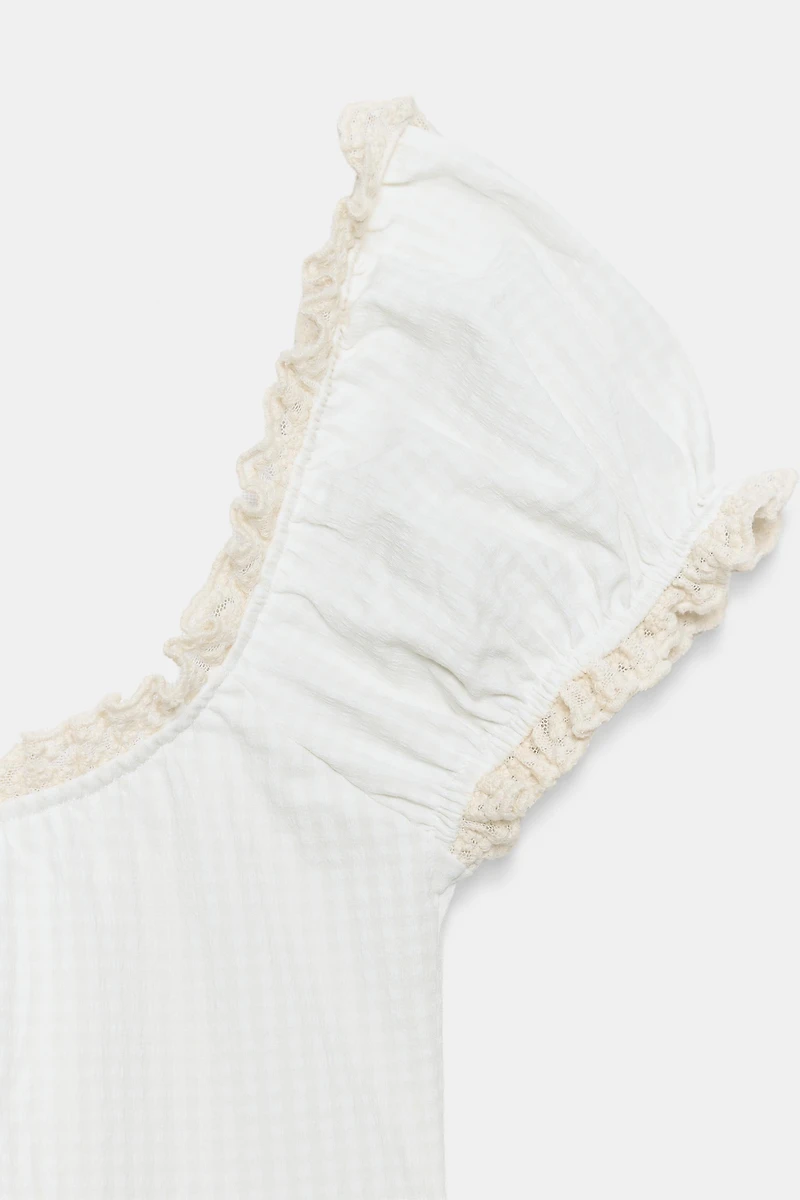 GINGHAM LACE TOP