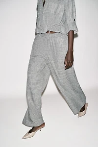 HEATHERED WIDE LEG PANTS