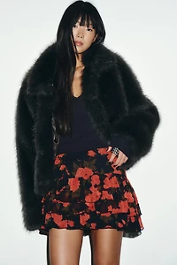 SHORT FAUX FUR TOGGLE COAT