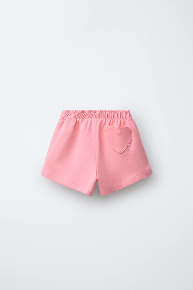 SHORT EN MOLLETON INTERLOCK CŒURS BRODÉS