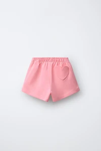 SHORT EN MOLLETON INTERLOCK CŒURS BRODÉS