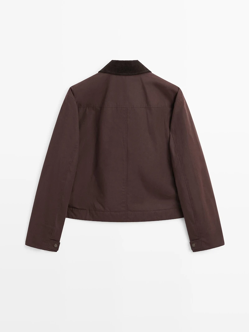 Short jacket with corduroy collar detail