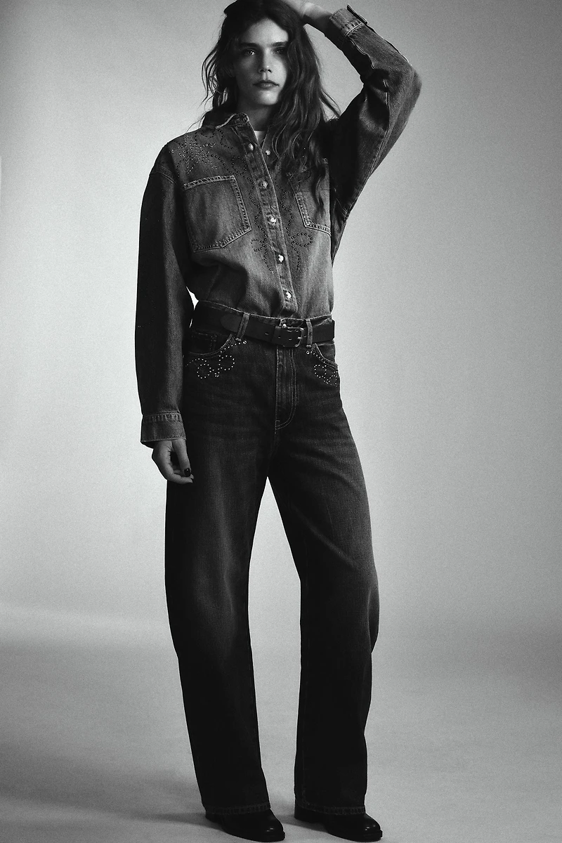 JEANS TRF CLOUS MÉTALLIQUES