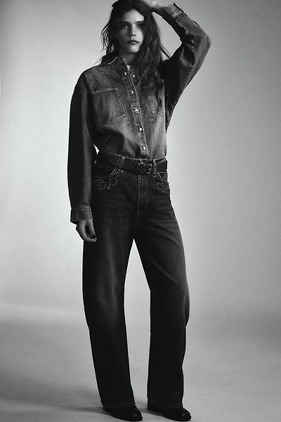 JEANS TRF CLOUS MÉTALLIQUES