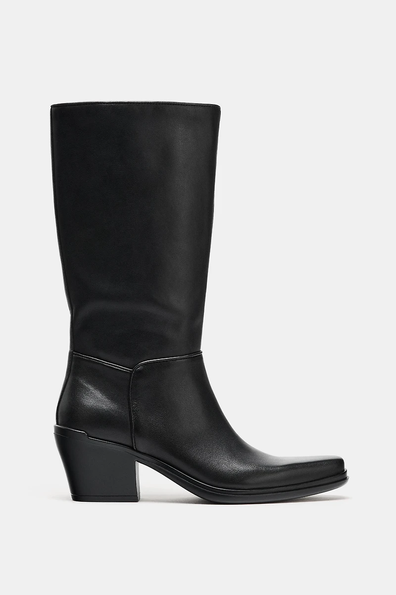 LEATHER COWBOY ANKLE BOOTS