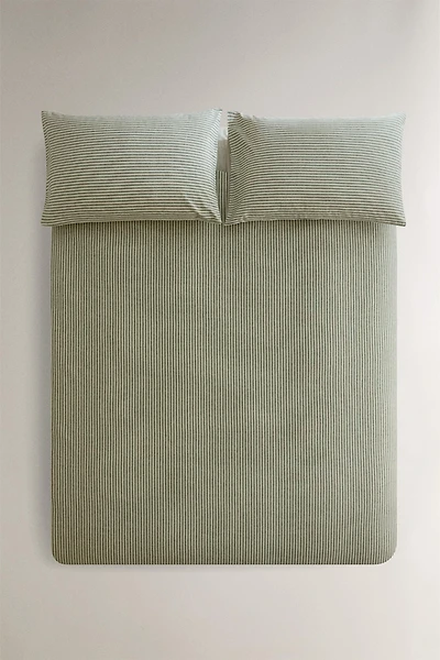 HOUSSE DE COUETTE FLANELLE RAYURES RÉVERSIBLE