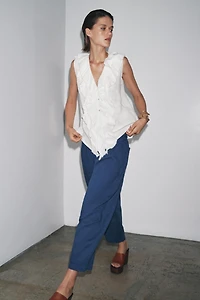 ZW COLLECTION LINEN RUFFLE SHIRT