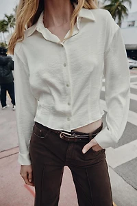 SATIN EFFECT FITTED WAIST SHIRT