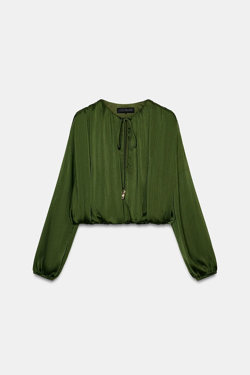 SATIN EFFECT BALLOON BLOUSE