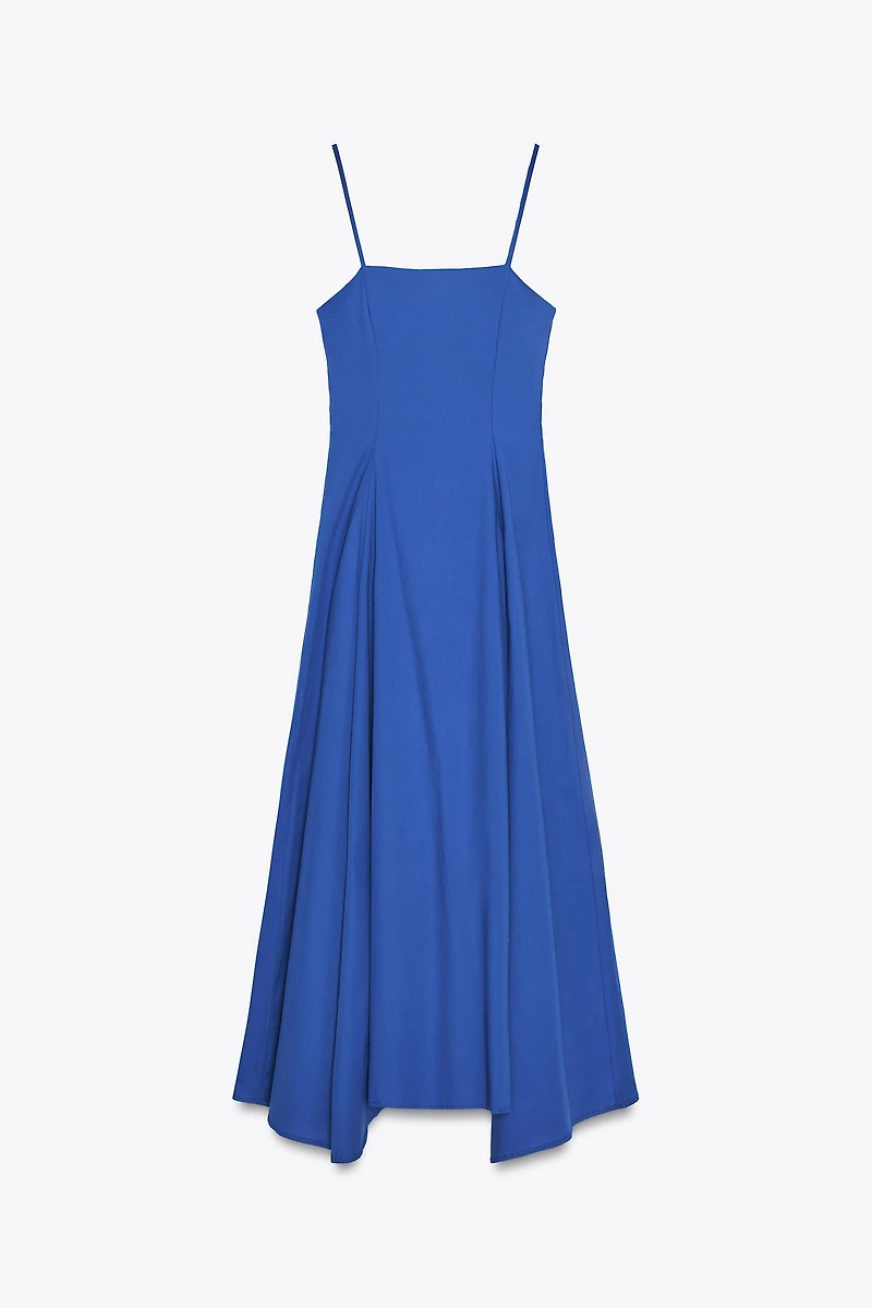 ROBE MIDI EN POPELINE ASYMÉTRIQUE