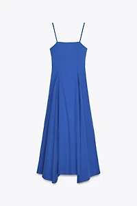 ROBE MIDI EN POPELINE ASYMÉTRIQUE