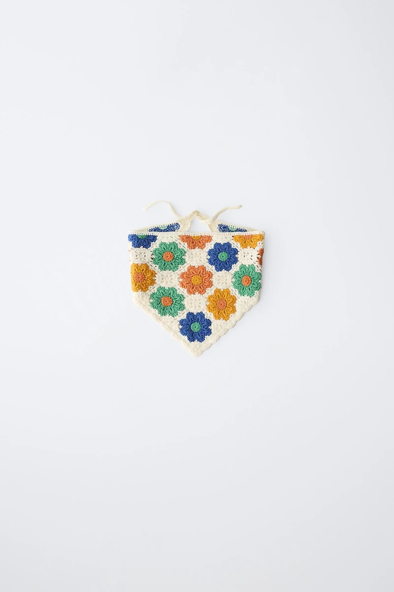 CROCHET KNIT FLORAL BANDANA
