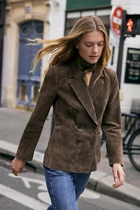 100% LEATHER DOUBLE BREASTED BLAZER