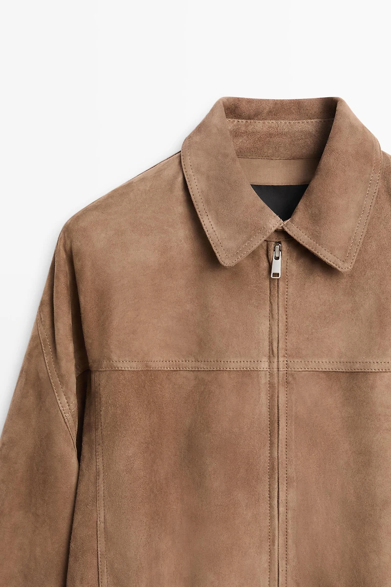 Suede bomber jacket