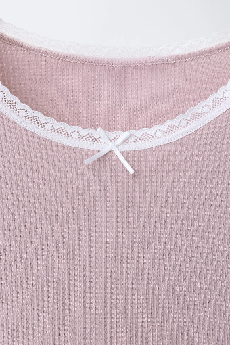 2-6 YEARS / TWO-PACK OF RIBBED LACE TRIM T-SHIRTS