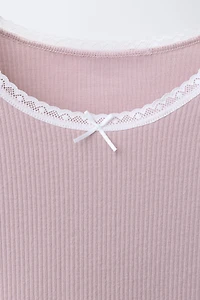 2-6 YEARS / TWO-PACK OF RIBBED LACE TRIM T-SHIRTS