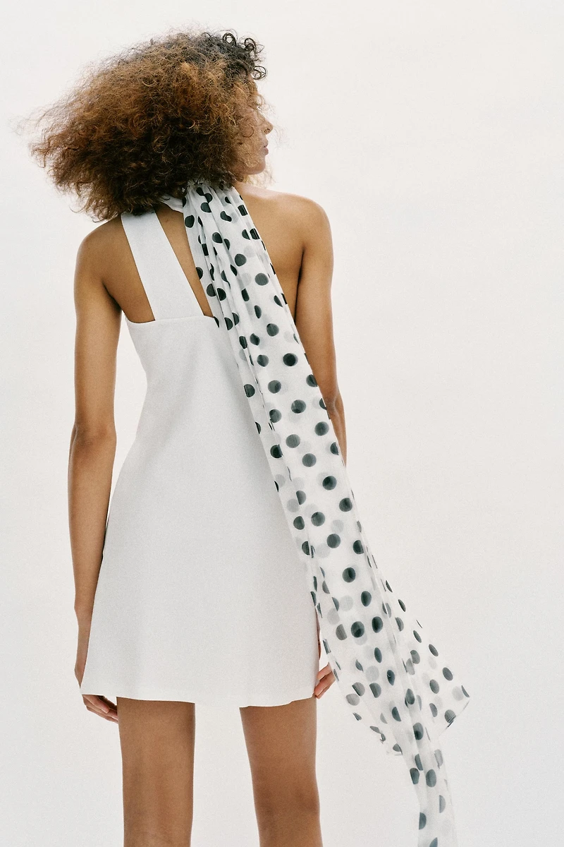 ROBE HALTER FOULARD À POIS