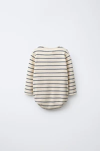 STRIPED WAFFLE BODYSUIT
