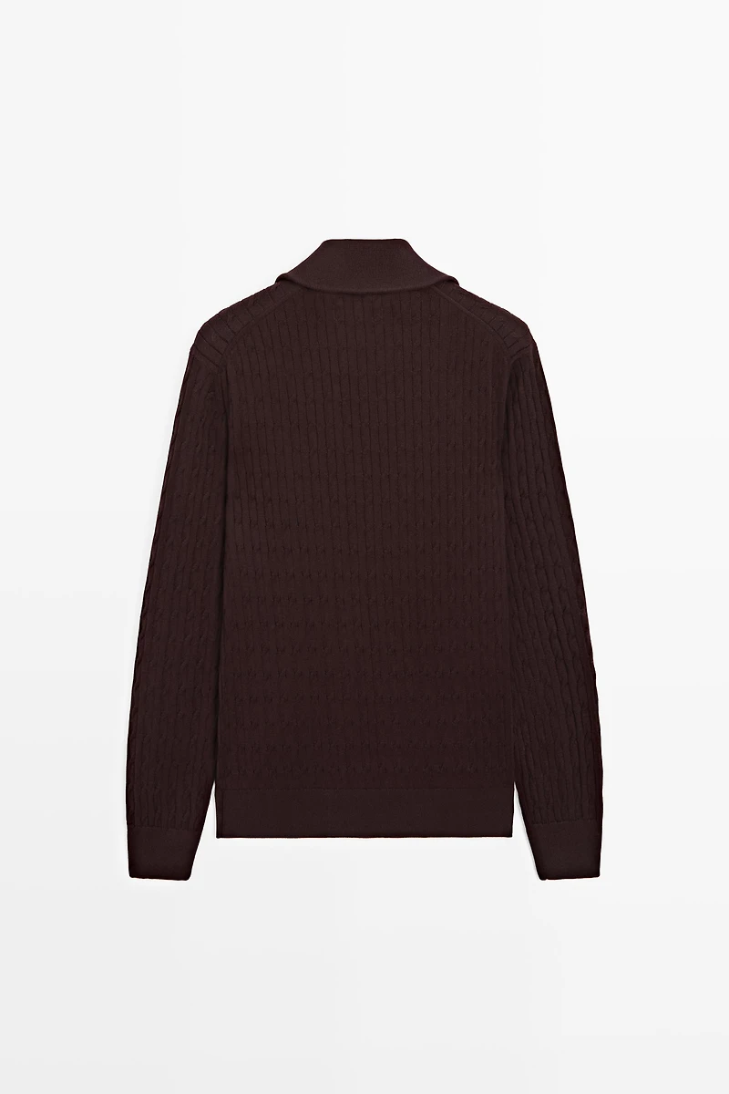 Mock neck knit zip sweater