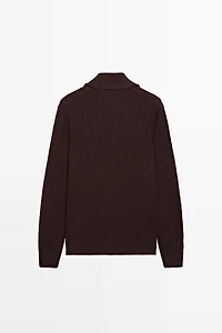 Mock neck knit zip sweater
