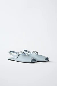 SLINGBACK BALLET FLATS WITH PIPING