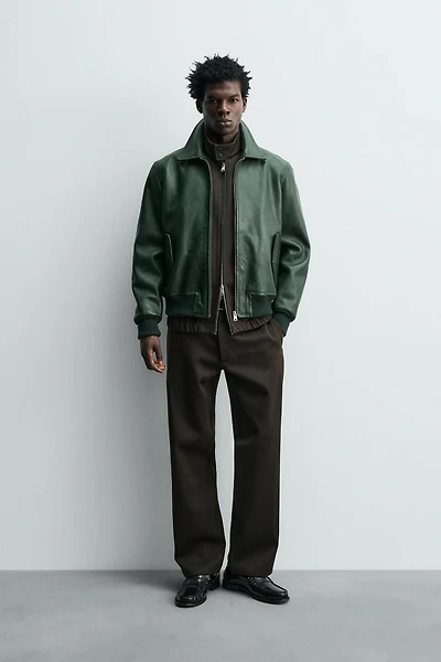 LEATHER BOMBER JACKET