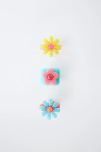 LOT DE TROIS BAGUES FLEUR