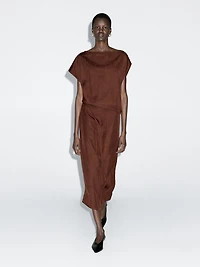 Long dress with gathered waist detail