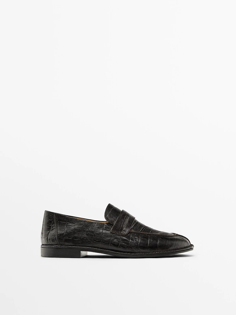 Mock croc embossed loafers