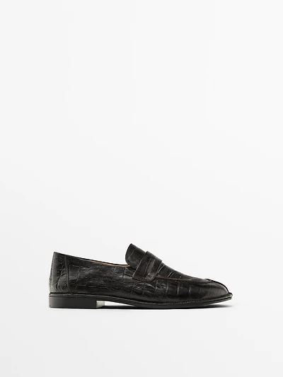 Mock croc embossed loafers