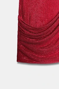 RHINESTONE DRAPED MINI SKIRT