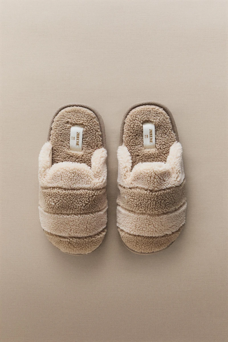 KIDS FAUX SHEARLING MULE SLIPPERS
