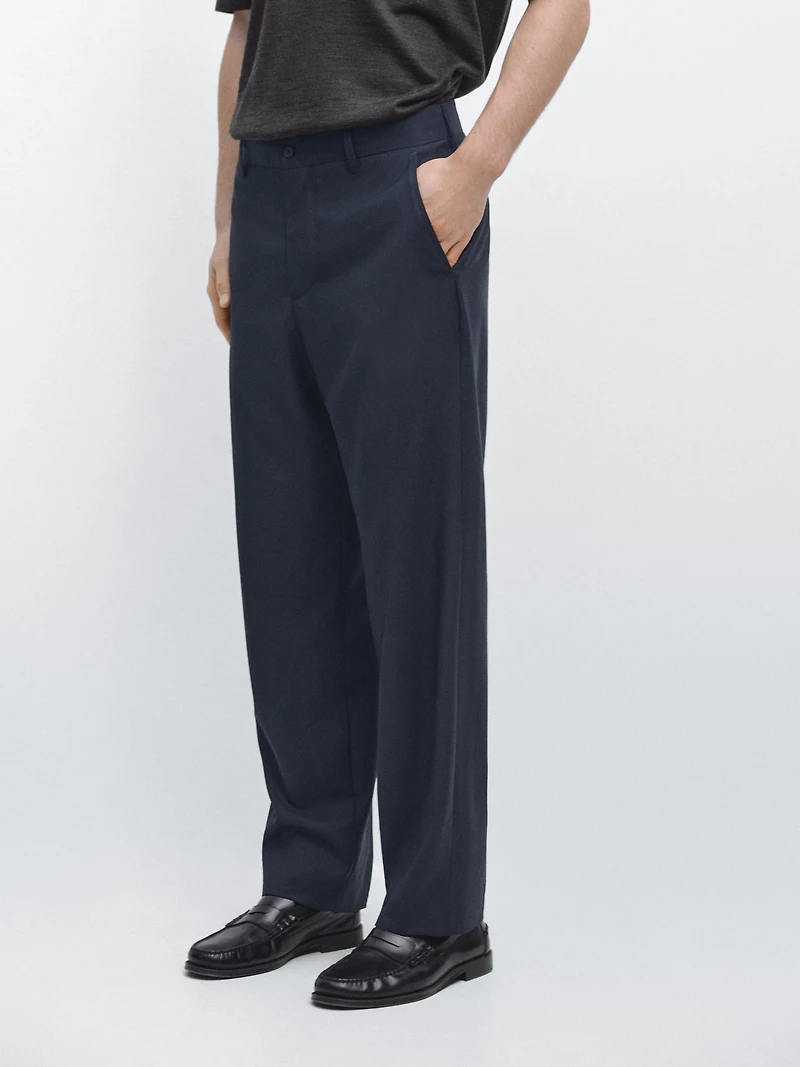 Wide-leg cool wool suit trousers