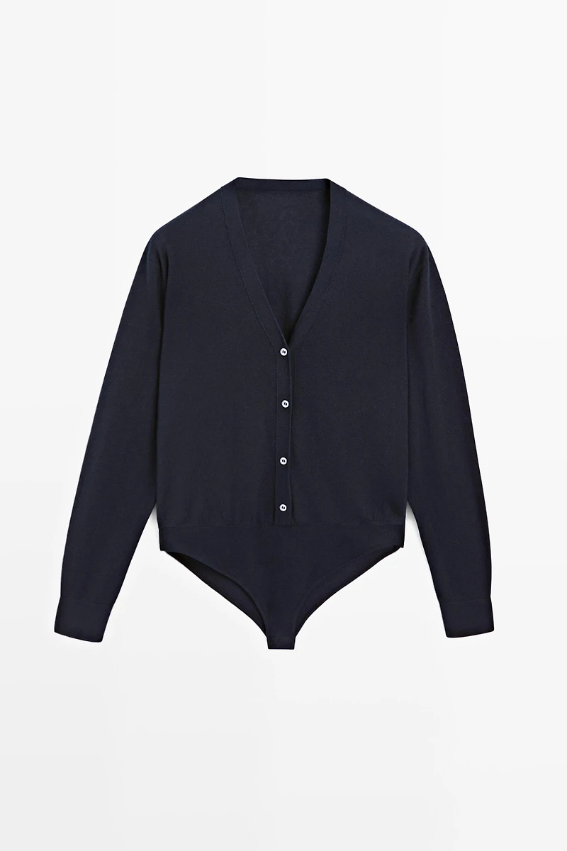 Silk blend bodysuit with button details - STUDIO