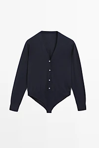 Silk blend bodysuit with button details - STUDIO