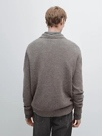 Wool blend knit polo sweater