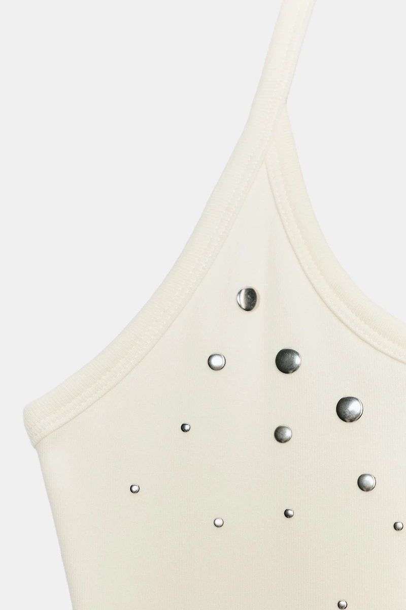 STUDDED HALTER TOP
