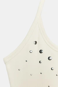 STUDDED HALTER TOP