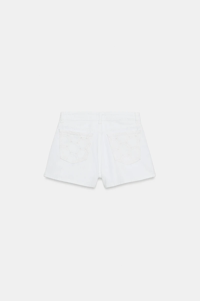 Z1975 MID-RISE EYELET EMBROIDERED SHORTS