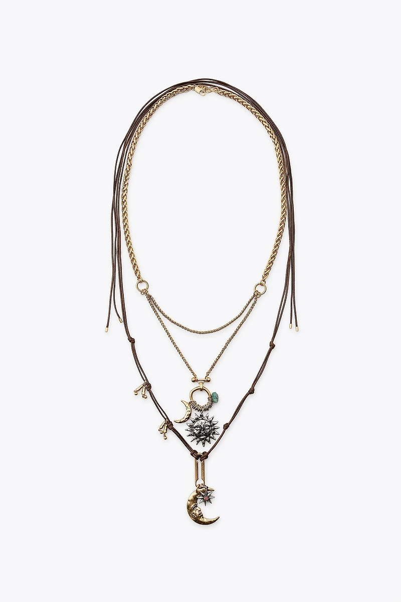 SUN & MOON CHARM NECKLACE 2-PACK