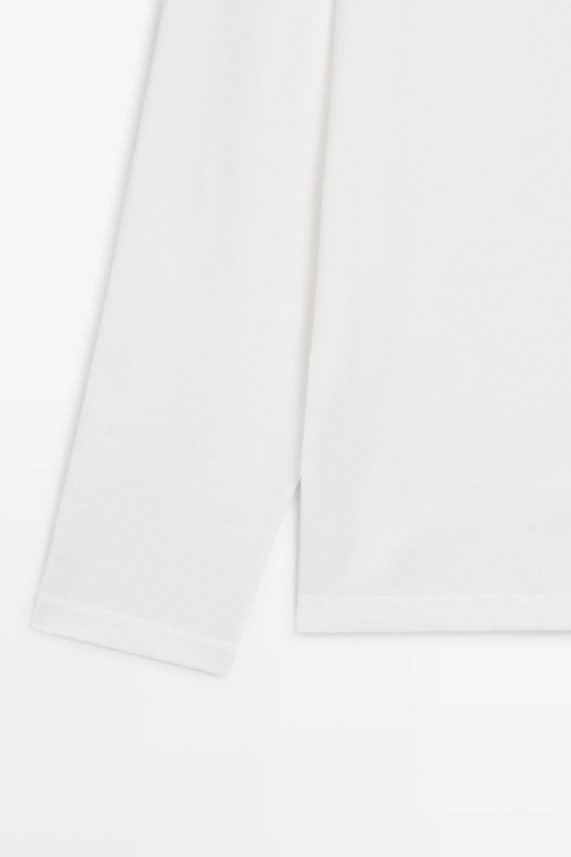 T-shirt manches longues col tunisien 100 % coton