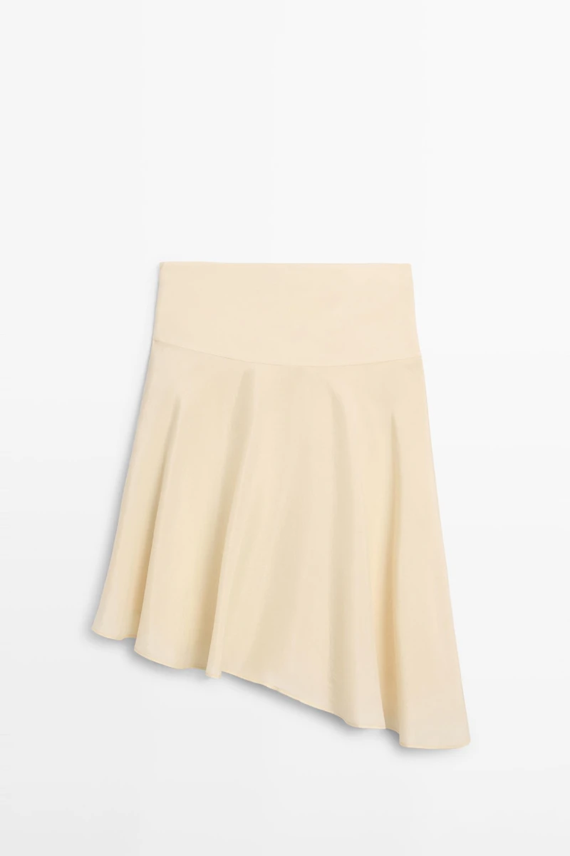 Flowing asymmetric midi skirt