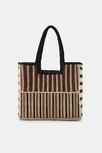 STRIPED WOVEN JUTE BAG