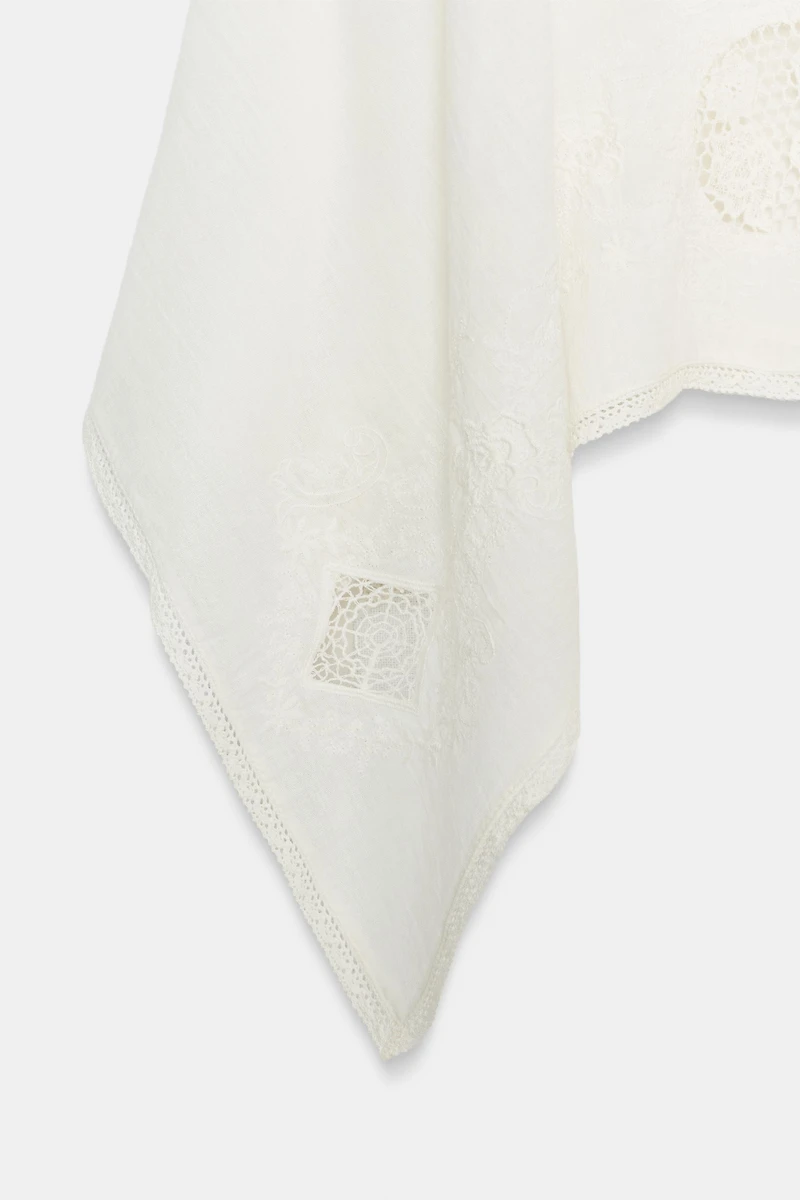 ASYMMETRIC EMBROIDERED GAUZE TOP