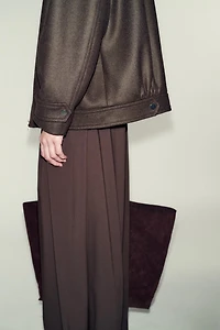 WOOL BLEND BOMBER JACKET WITH HIGH NECK