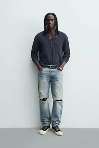 REGULAR FIT VINTAGE RIPPED JEANS