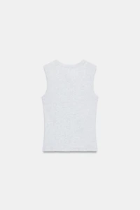 EMBROIDERED TEXT RIB T-SHIRT
