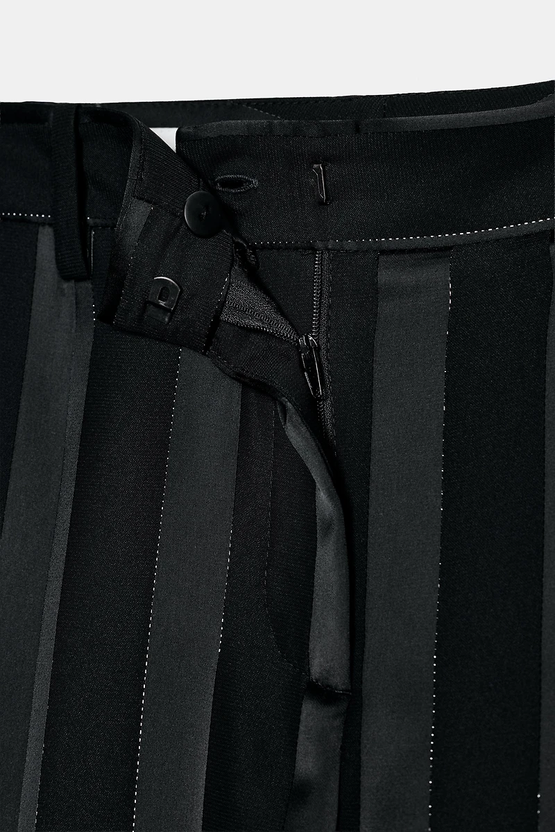 PANTALON JACQUARD RAYURES FIL MÉTALLISÉ
