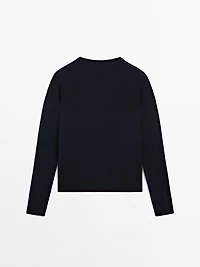 Wool blend V-neck knit sweater