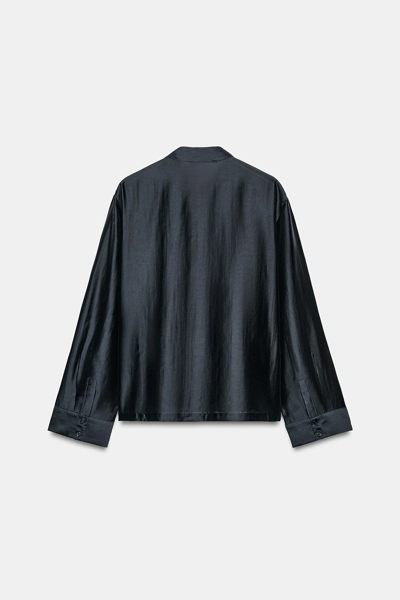 SATIN EFFECT FROG CLASP SHIRT ZW COLLECTION